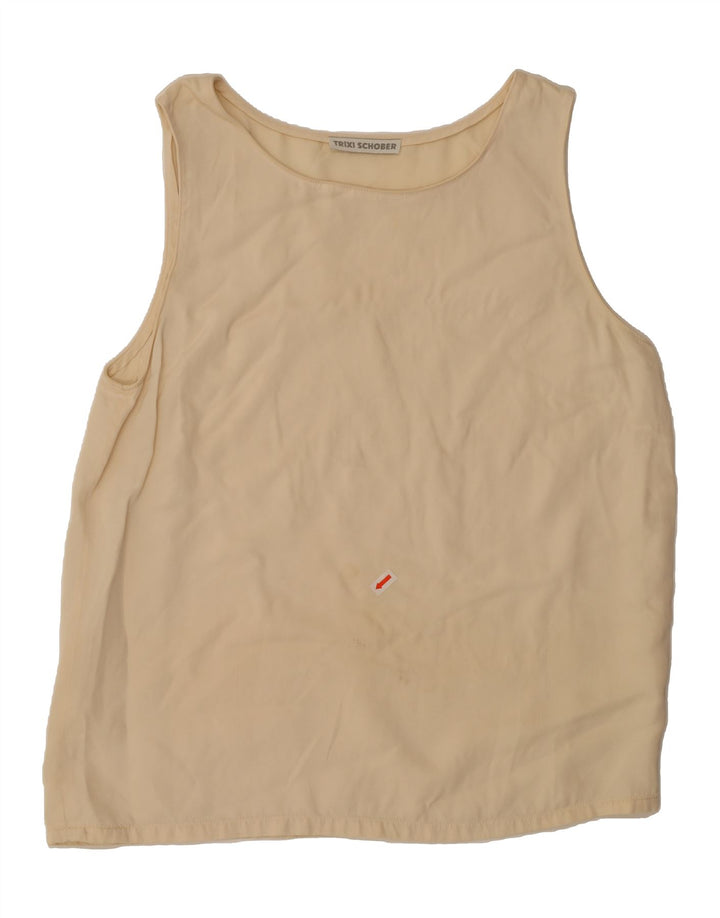 VINTAGE Womens Vest Top UK 10 Small Beige Vintage Vintage and Second-Hand Vintage from Messina Hembry 