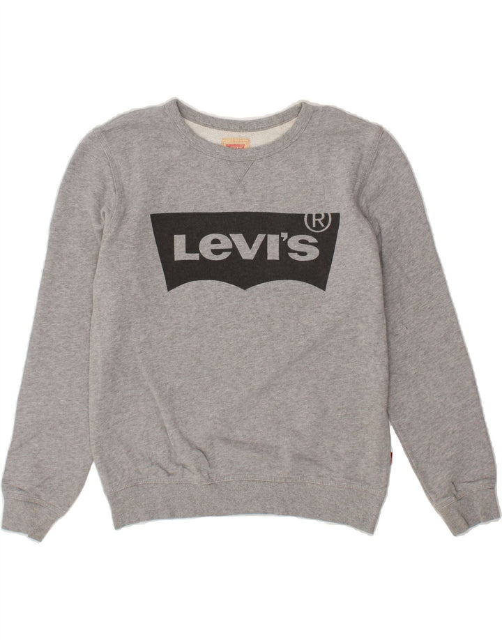 LEVI'S Boys Graphic Sweatshirt Jumper 15-16 Years Grey Cotton Vintage Levi's and Second-Hand Levi's from Messina Hembry 