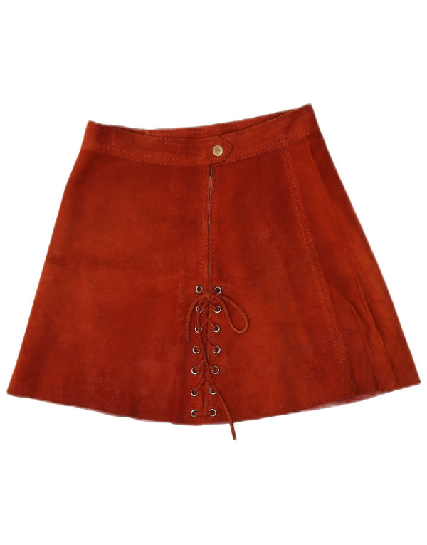 Vintage Womens High Waist Suede Mini Skirt IT 42 Medium W24  Brown