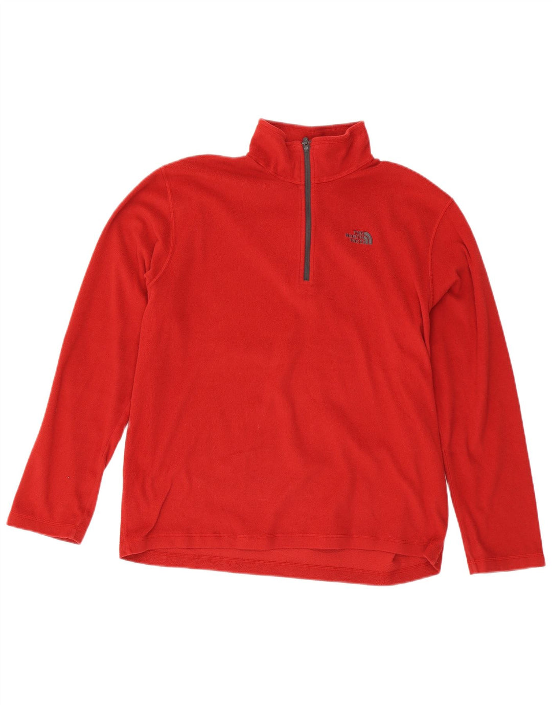 THE NORTH FACE Mens Zip Neck Fleece Jumper Large Red Polyester