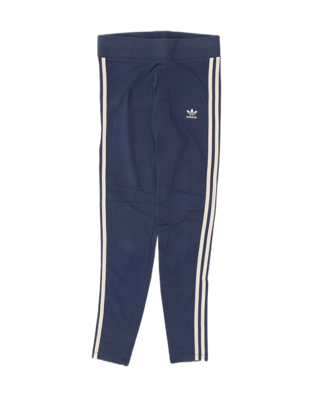 ADIDAS Womens Leggings UK 12 Medium  Navy Blue Cotton