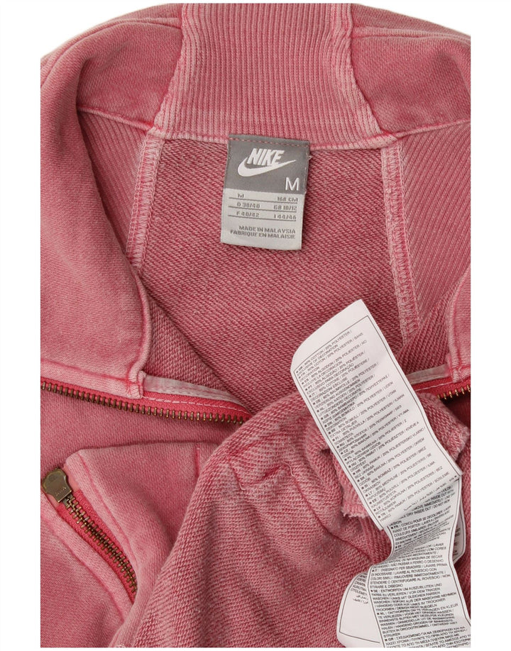 Nike Womens Tracksuit Top Jacket UK 10/12 Medium Pink Cotton