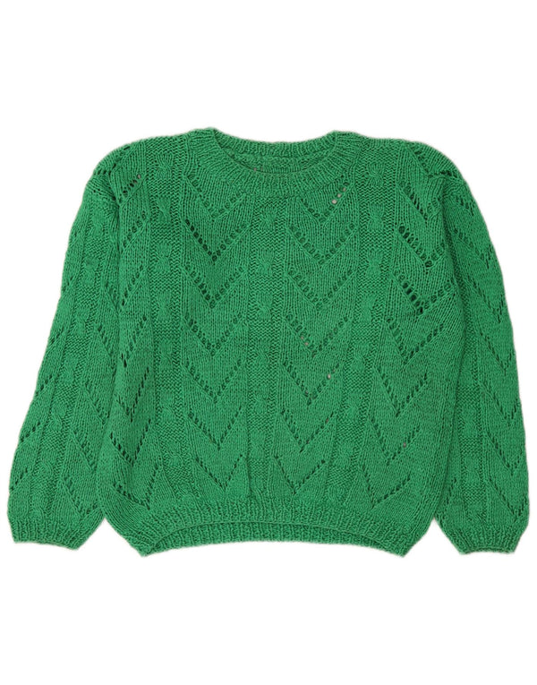 Vintage Womens Boat Neck Jumper Sweater UK 14 Medium Green