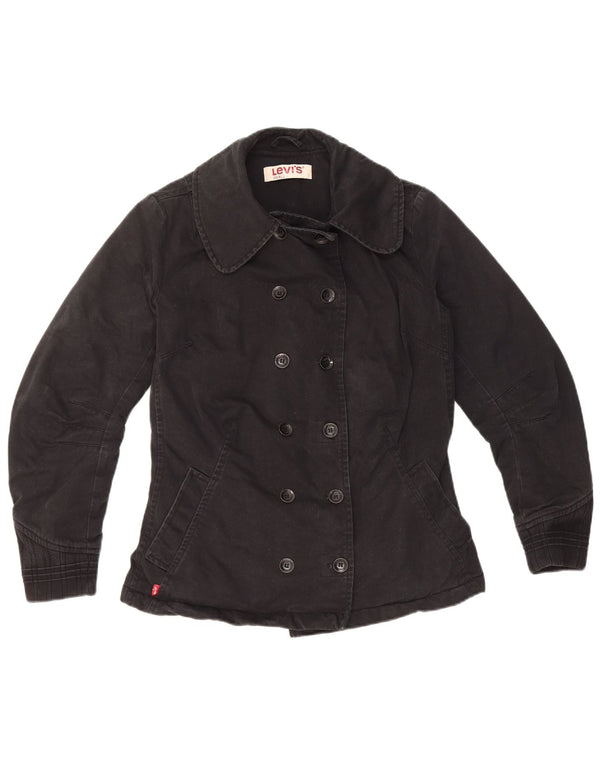 LEVI'S Womens Pea Coat UK 10 Small Black Cotton
