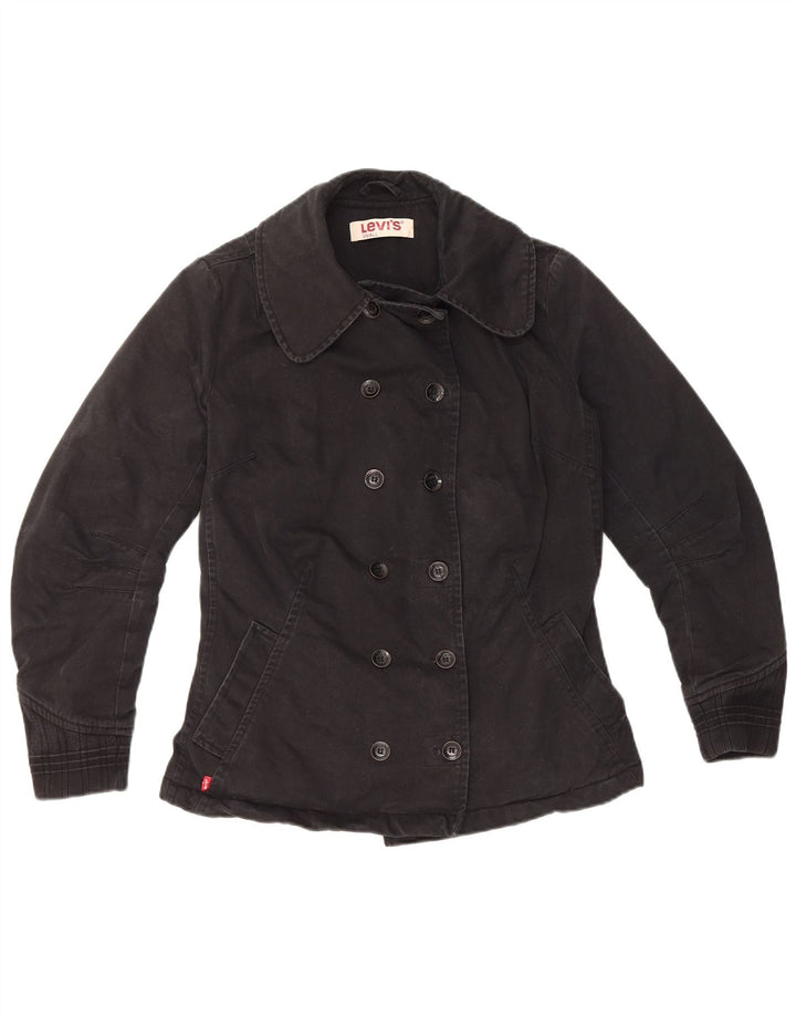 LEVI'S Womens Pea Coat UK 10 Small Black Cotton