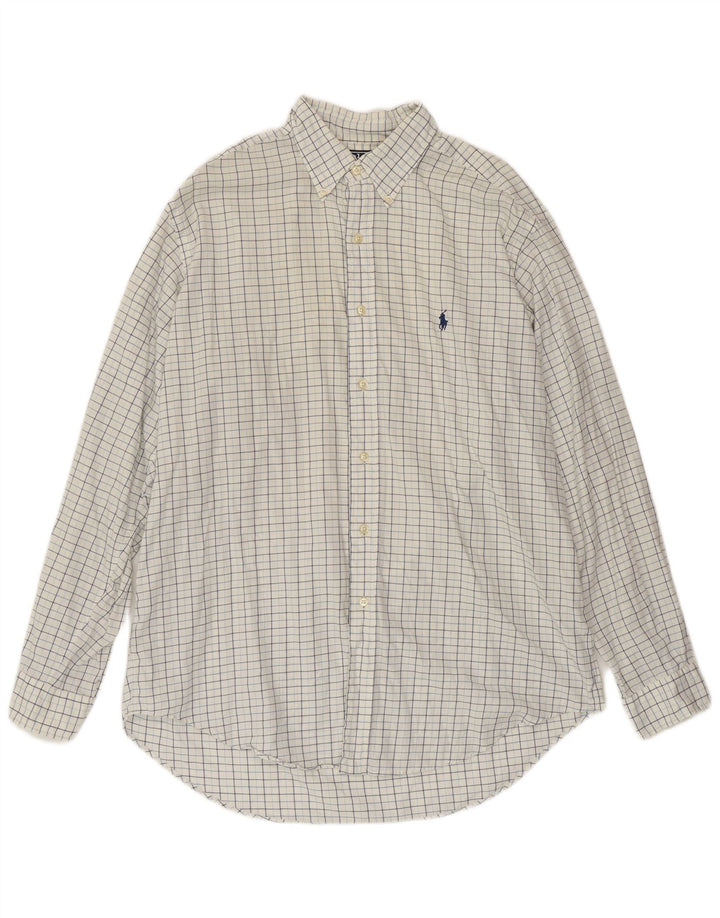 POLO RALPH LAUREN Mens Yarmouth Shirt Size 16 Large White Check Cotton