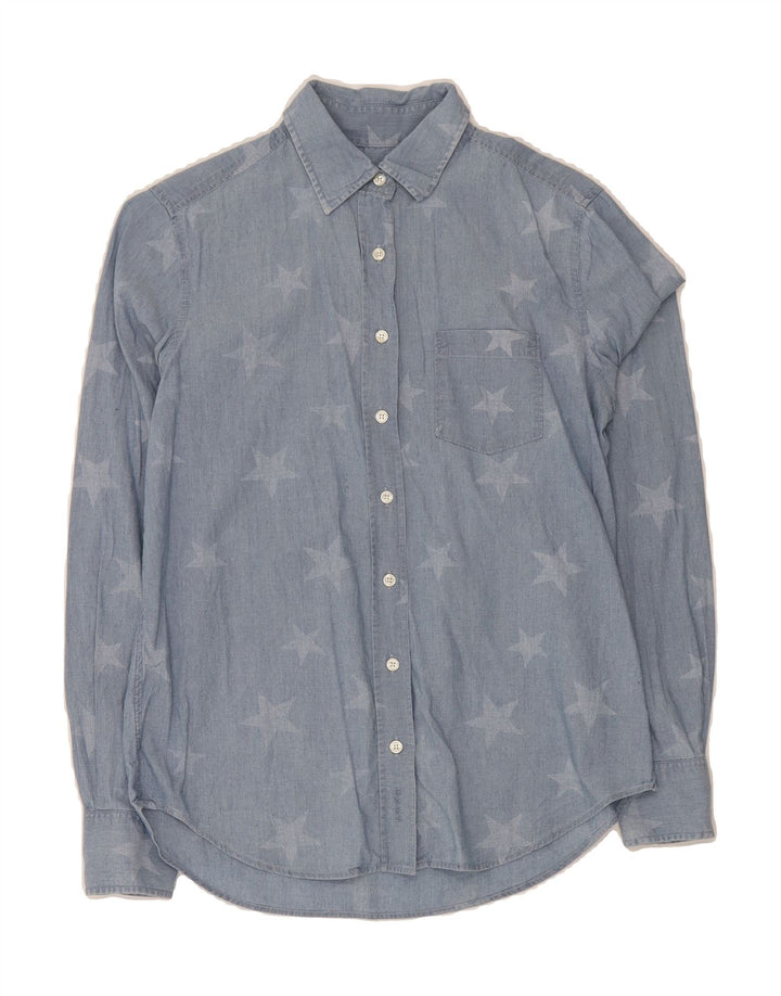 GANT Womens Abstract Pattern Shirt UK 8 Small Blue Cotton Vintage Gant and Second-Hand Gant from Messina Hembry 