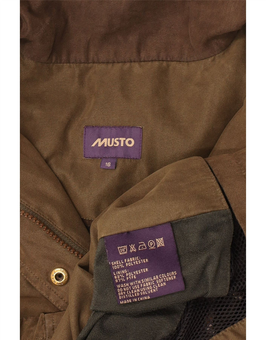 Musto Womens Zip Hooded Parka Jacket UK 16 Large Khaki Polyester Classic