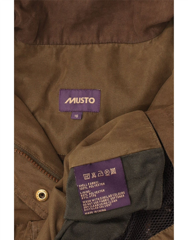 Musto Womens Zip Hooded Parka Jacket UK 16 Large Khaki Polyester Classic