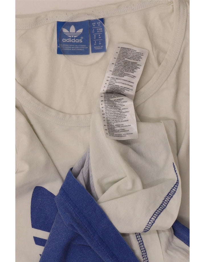 Adidas Mens Graphic Vest Top Medium White Colourblock Cotton