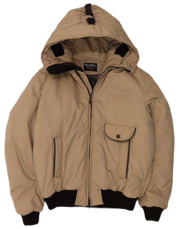 Refrigiwear Mens Hooded Padded Jacket UK 44 2XL Beige Nylon
