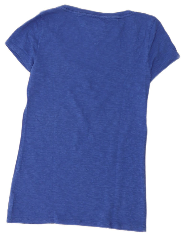 Tommy Hilfiger Womens T-Shirt Top UK 8 Small Blue Flecked Cotton