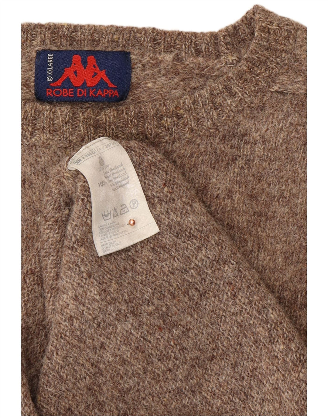 KAPPA Mens Crew Neck Jumper Sweater 2XL Brown Flecked Wool