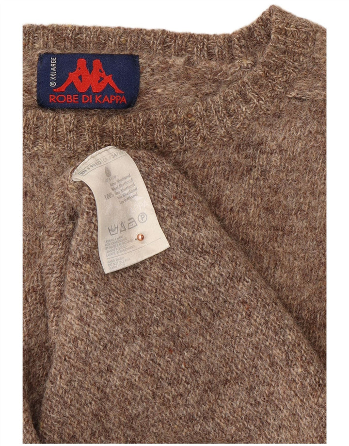 KAPPA Mens Crew Neck Jumper Sweater 2XL Brown Flecked Wool