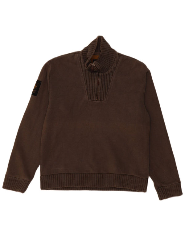 REPLAY Mens Zip Neck Jumper Sweater Medium Grey