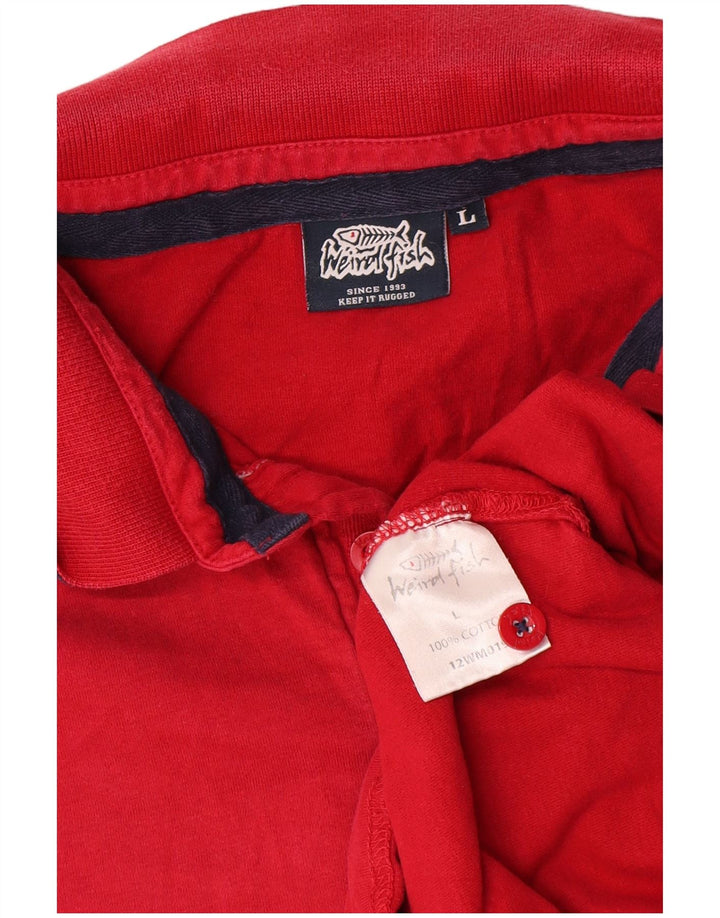 Weird Fish Mens Polo Shirt Large Red Cotton