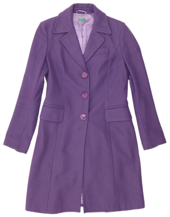 Benetton Womens 3 Button Longline Blazer Jacket UK 12 Medium Purple