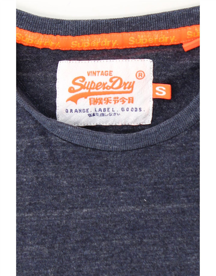 SUPERDRY Mens Top Long Sleeve Small Navy Blue Cotton