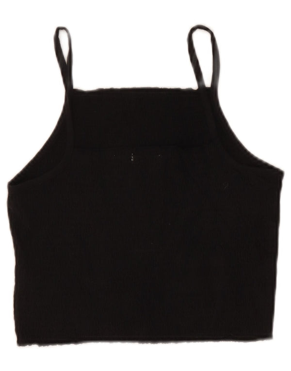 Zara Womens Crop Cami Top UK 12 Medium Black Cotton