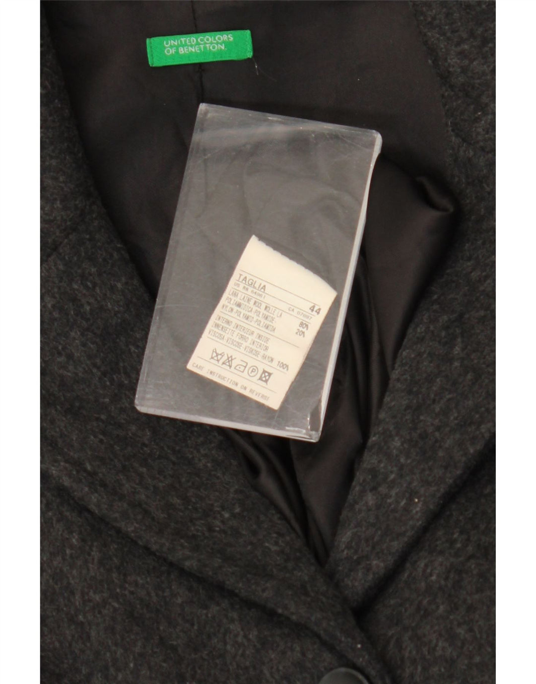 Benetton Womens Overcoat IT 44 Medium Grey Wool