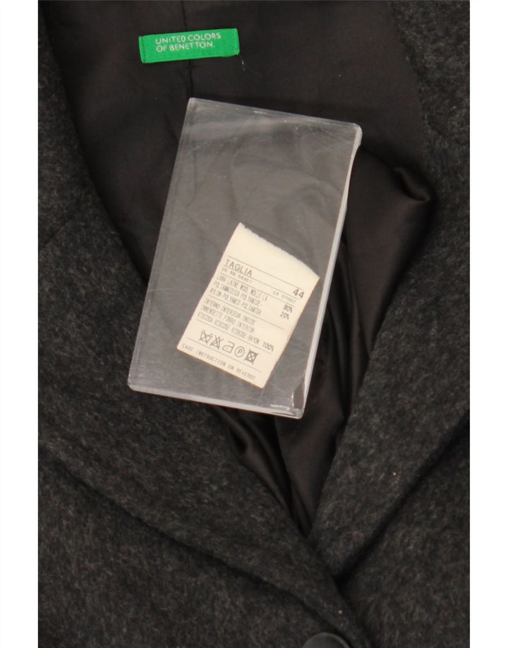 Benetton Womens Overcoat IT 44 Medium Grey Wool