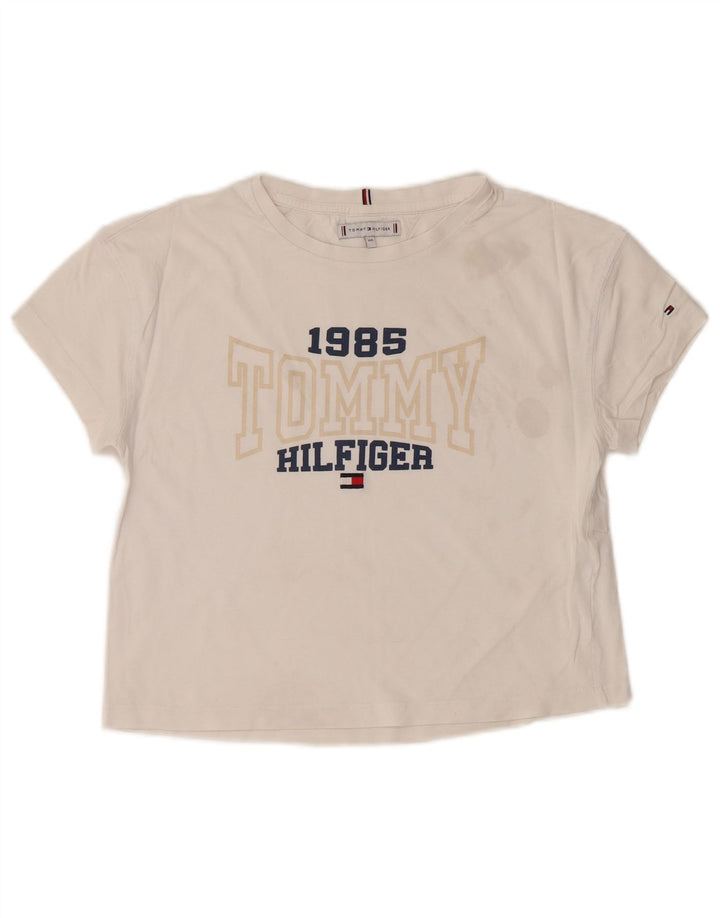 TOMMY HILFIGER Girls Crop Graphic T-Shirt Top 13-14 Years White