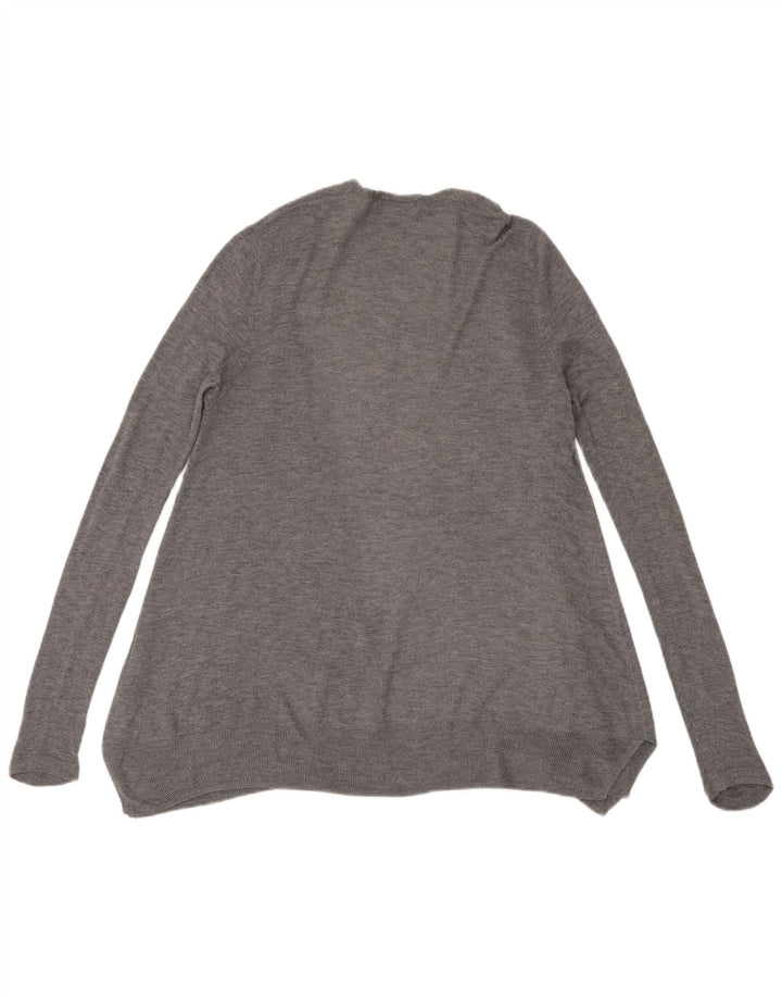 Zara Womens Longline Open Cardigan Sweater UK 14 Medium Grey Polyester