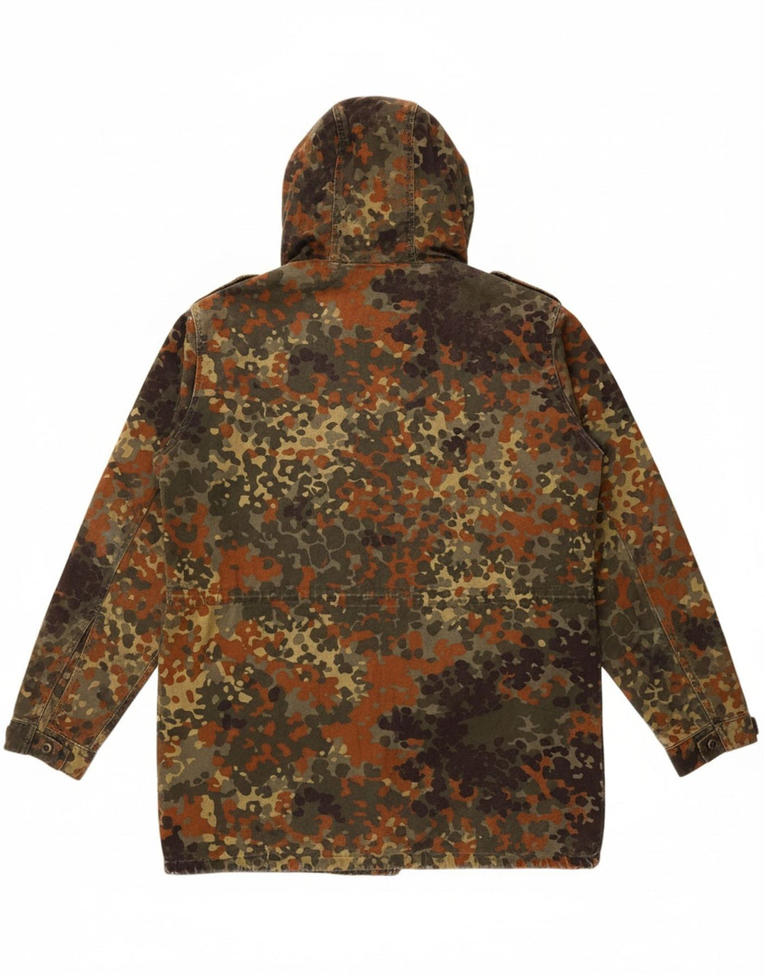 VINTAGE Mens Hooded Military Jacket UK 36 Small Green Camouflage