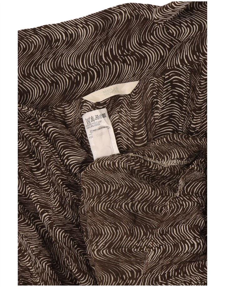 Marks & Spencer Womens Shirt Blouse UK 18 XL  Brown Geometric Polyester