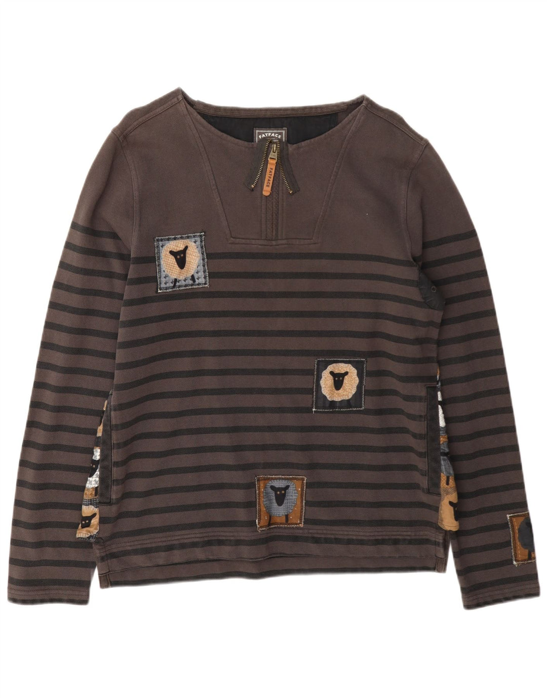 Fat Face Mens Sweatshirt Jumper Small Grey Striped