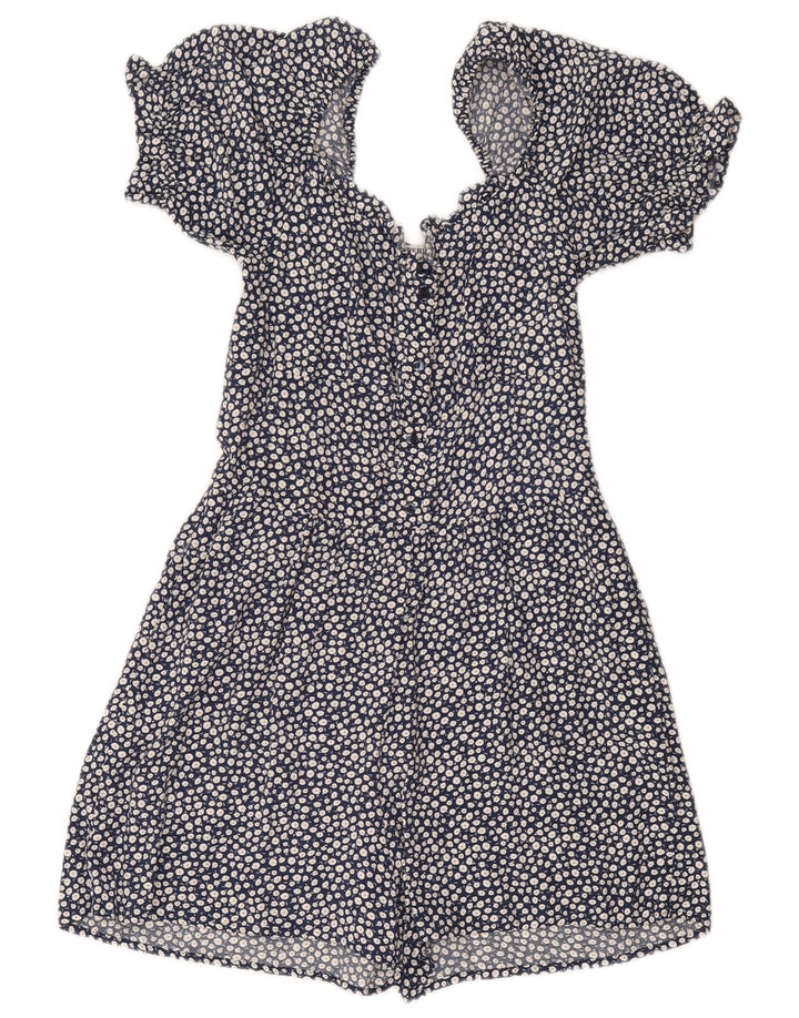 SUPERDRY Womens Playsuit UK 8 Small  Navy Blue Floral Viscose