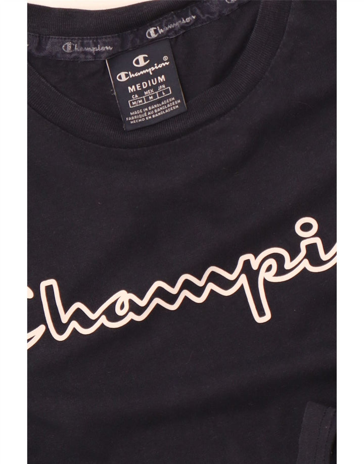CHAMPION Mens Graphic T-Shirt Top Medium Navy Blue