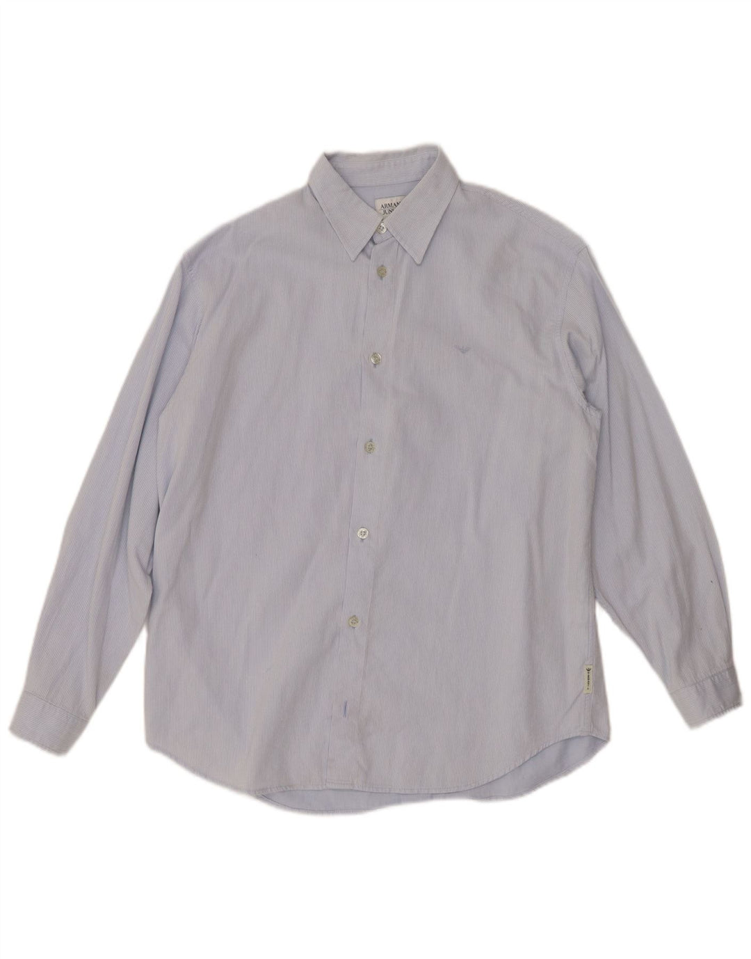 ARMANI JUNIOR Boys Shirt 13-14 Years Blue Pinstripe Cotton