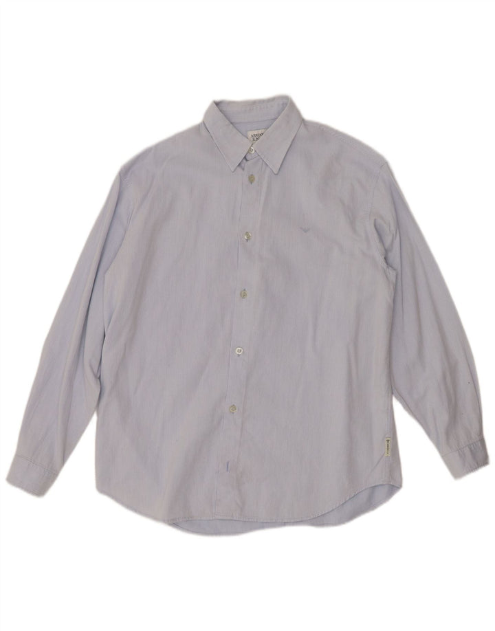 ARMANI JUNIOR Boys Shirt 13-14 Years Blue Pinstripe Cotton