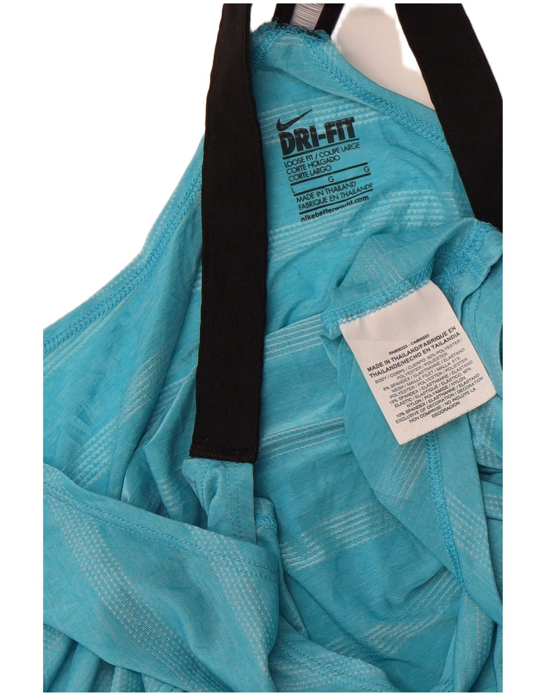 NIKE Womens Vest Top UK 16 Large Blue Striped Polyester Sports