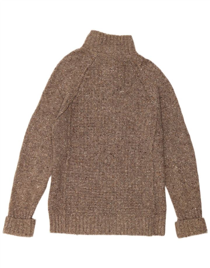 FAT FACE Mens Button Neck Jumper Sweater Small Grey Flecked Wool