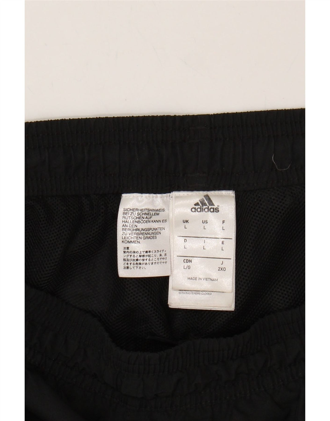 ADIDAS Mens Graphic Tracksuit Trousers Joggers Large Black Polyester Vintage Adidas and Second-Hand Adidas from Messina Hembry 