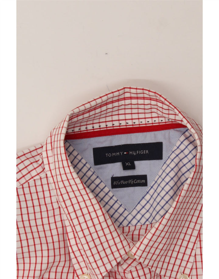 TOMMY HILFIGER Mens Shirt XL Red Check Cotton Vintage Tommy Hilfiger and Second-Hand Tommy Hilfiger from Messina Hembry 