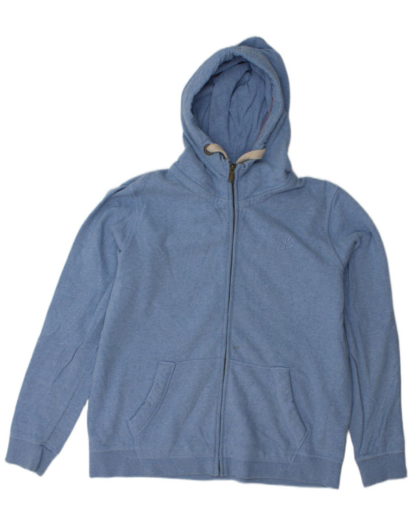 FAT FACE Womens Zip Hoodie Sweater UK 16 Large Blue Cotton
