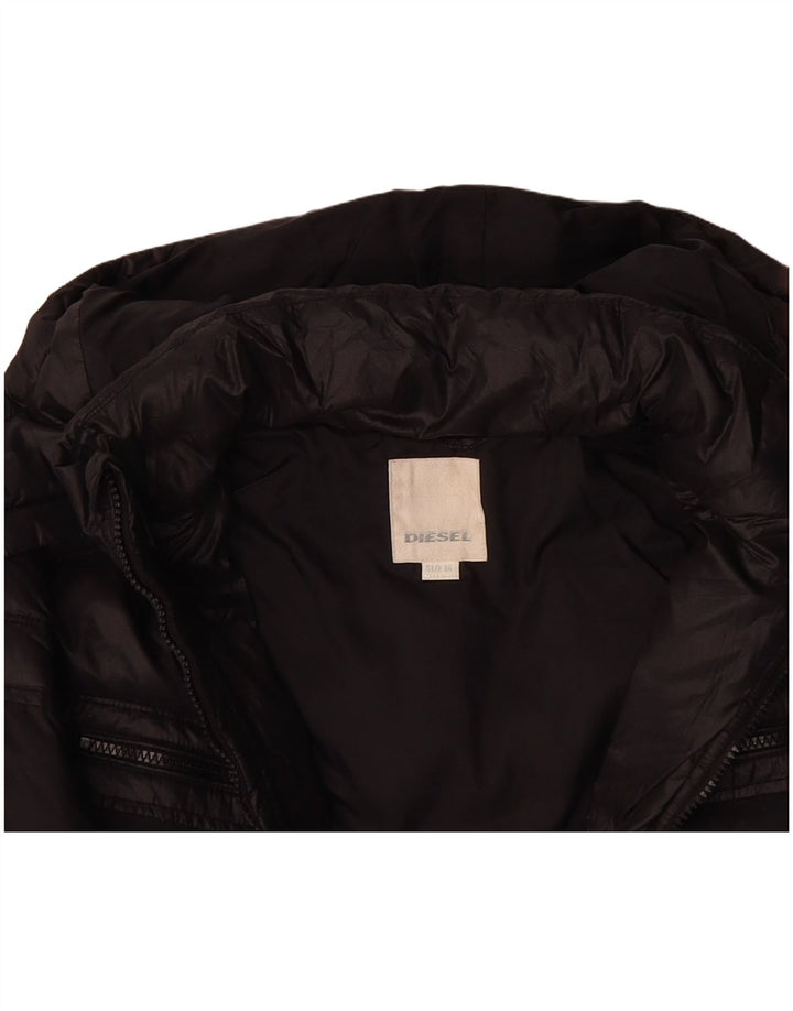 DIESEL Boys Hooded Padded Jacket 15-16 Years Black Nylon