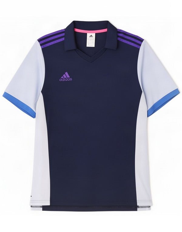 Adidas Mens Climalite Polo Shirt Medium Navy Blue Colourblock Polyester