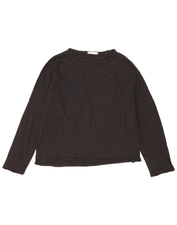 Zara Womens Oversized Top Long Sleeve UK 14 Medium Black Cotton
