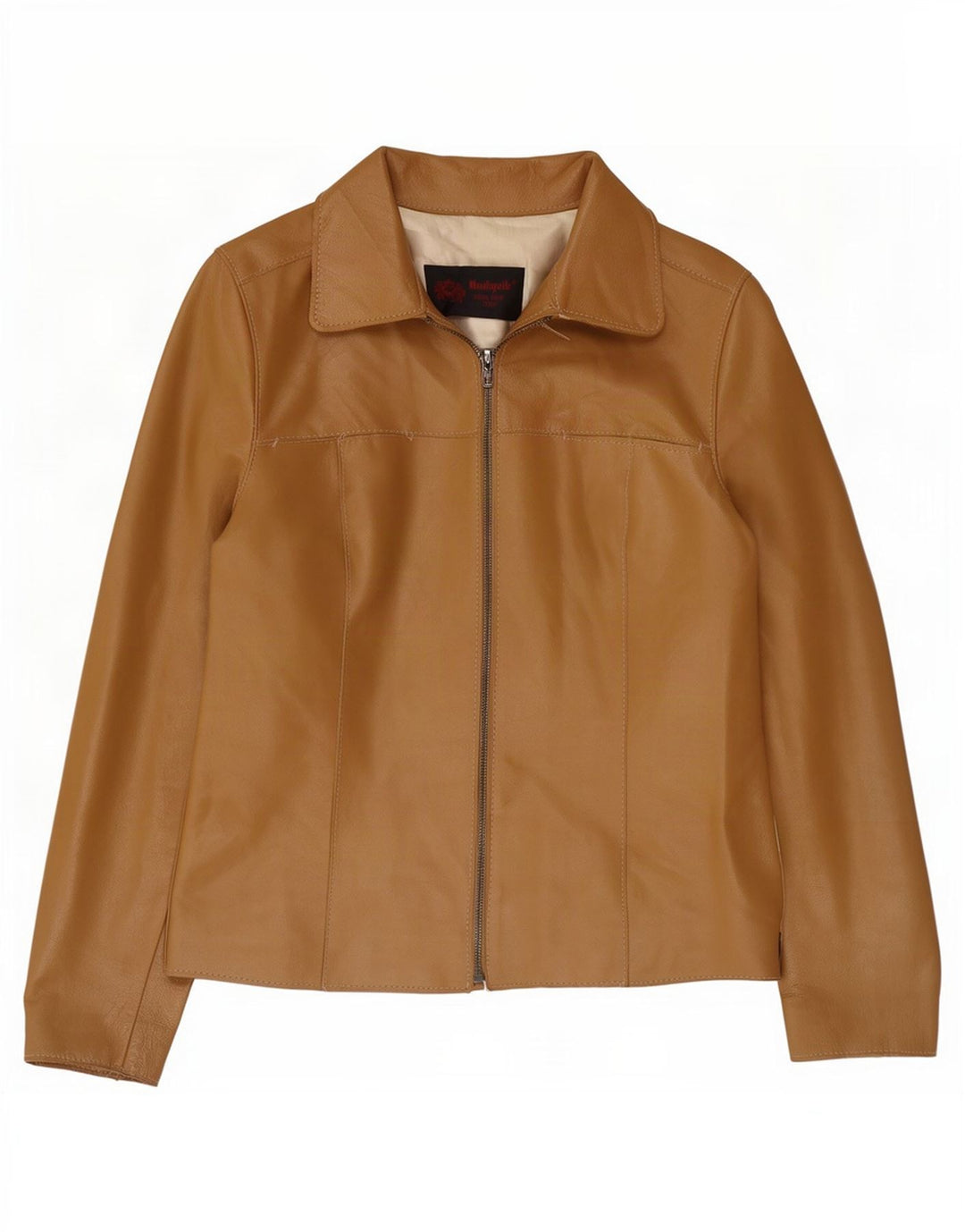 Vintage Womens Leather Jacket UK 8 Small Beige