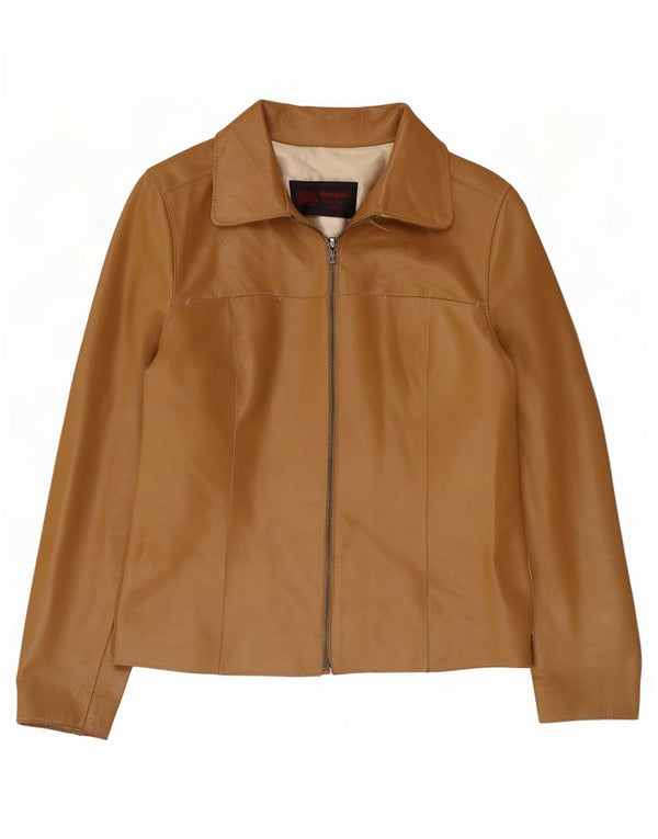 Vintage Womens Leather Jacket UK 8 Small Beige