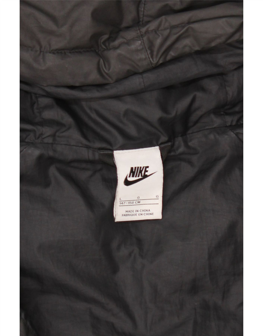 Nike Boys Hooded Padded Jacket 12-13 Years Large Black Polyester