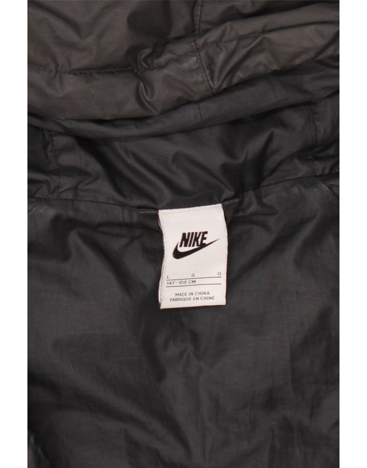 Nike Boys Hooded Padded Jacket 12-13 Years Large Black Polyester