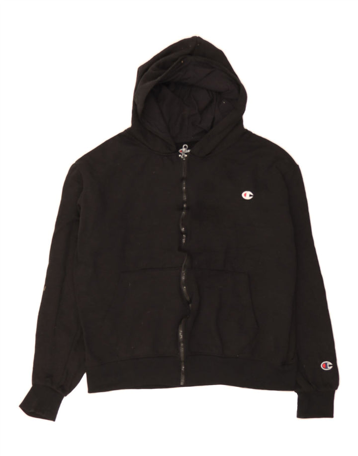 CHAMPION Womens Oversized Zip Hoodie Sweater UK 16 Large Black Polyester Vintage Champion and Second-Hand Champion from Messina Hembry 