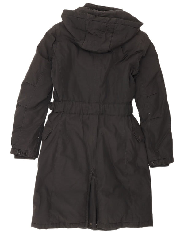 Woolrich Womens Hooded Padded Coat UK 6 XS Black Cotton