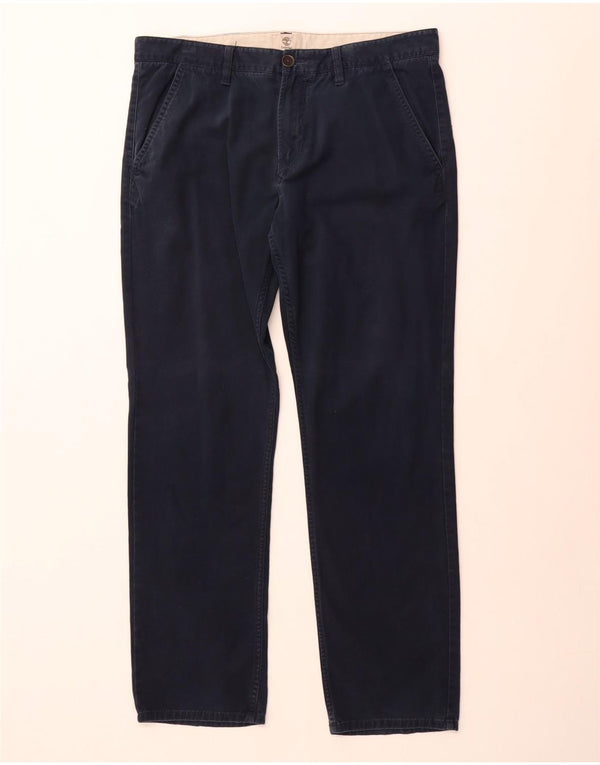 Timberland Mens Straight Chino Trousers W36 L31 Navy Blue Cotton