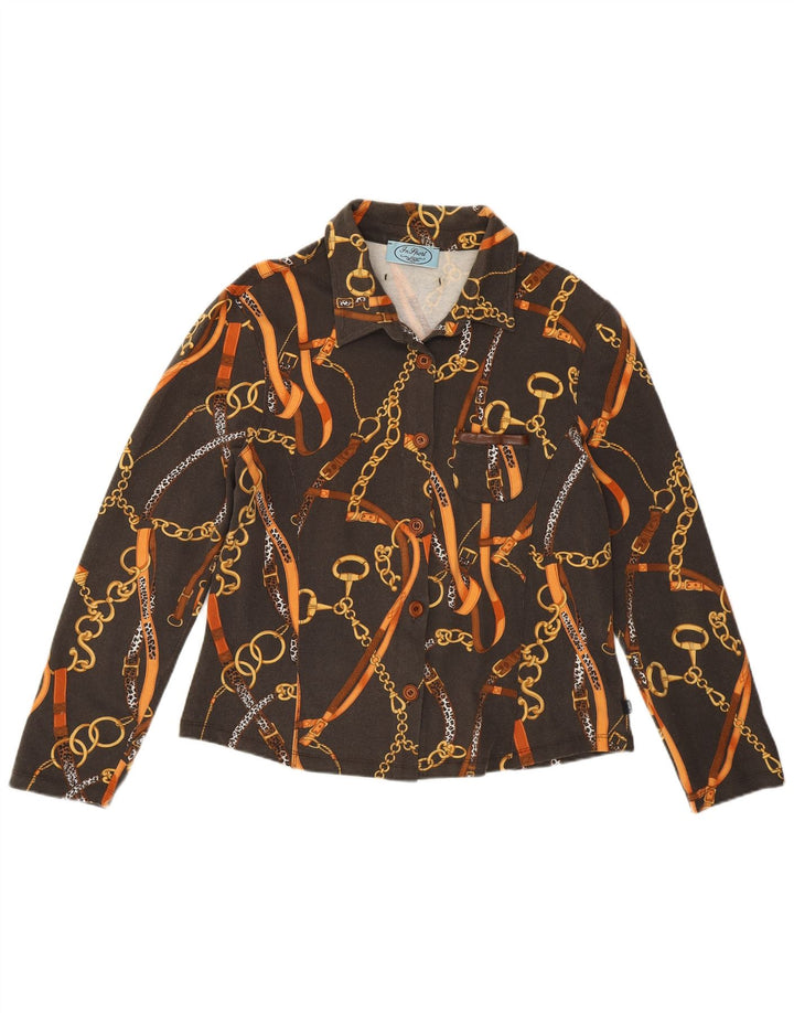 Vintage Womens Shirt UK 14 Medium Grey Cotton